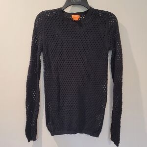 Joe‎ Fresh Black Fishnet 100% Cotton Long Sleeve Shirt Women's Size XS